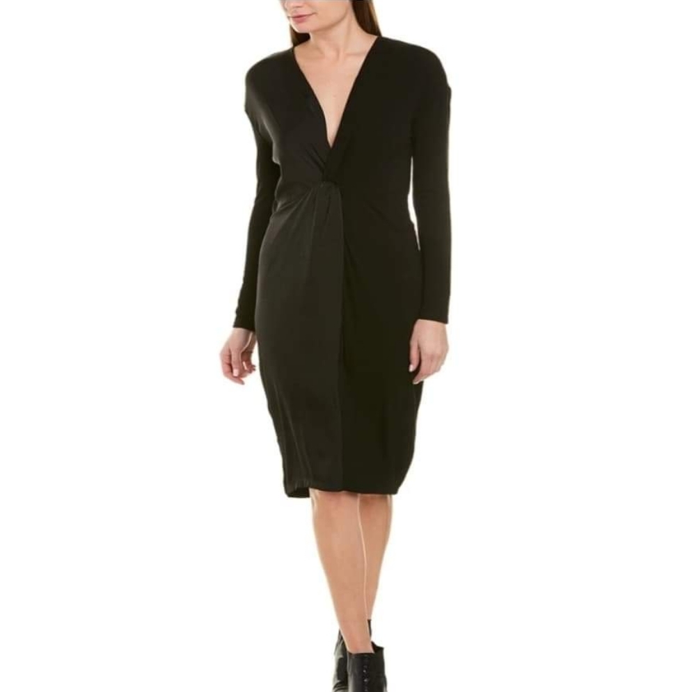 BCBGMAXAZRIA TWIST FRONT MIDI DRESS